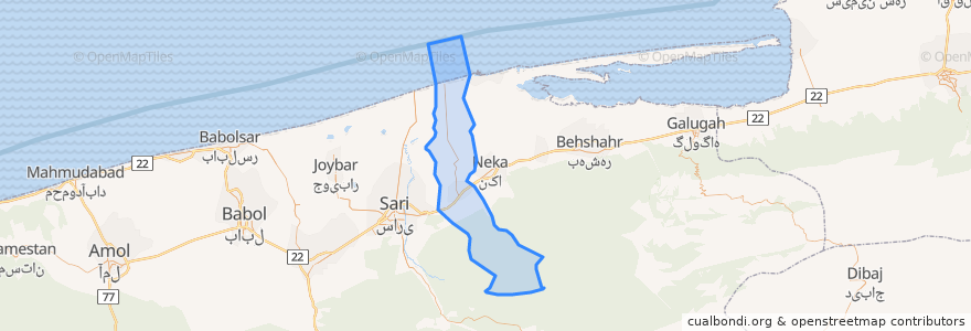 Mapa de ubicacion de شهرستان میاندورود.