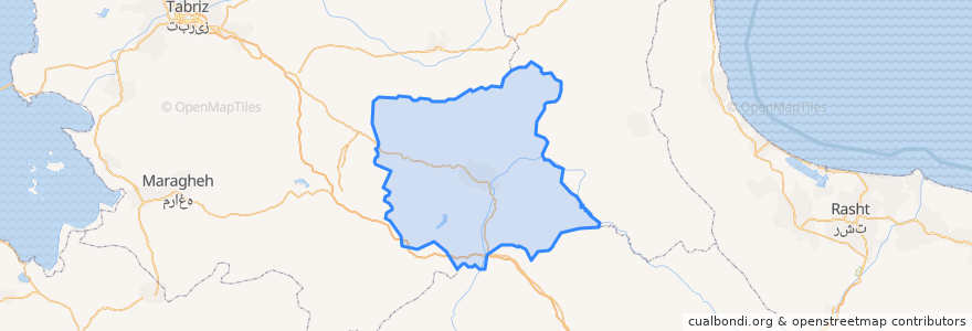 Mapa de ubicacion de شهرستان میانه.