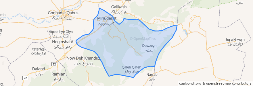 Mapa de ubicacion de شهرستان مینودشت.