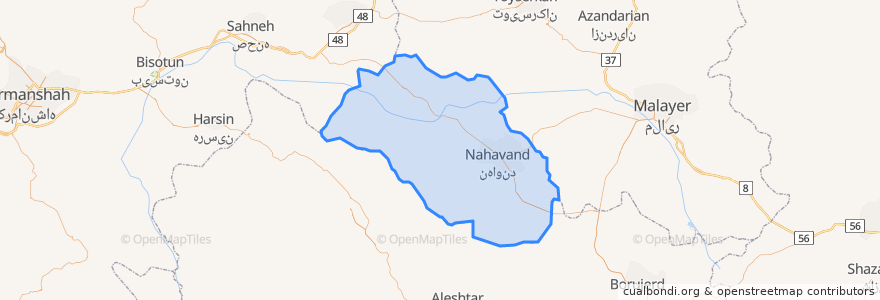 Mapa de ubicacion de شهرستان نهاوند.