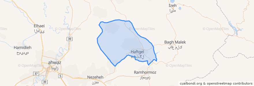 Mapa de ubicacion de شهرستان هفتکل.