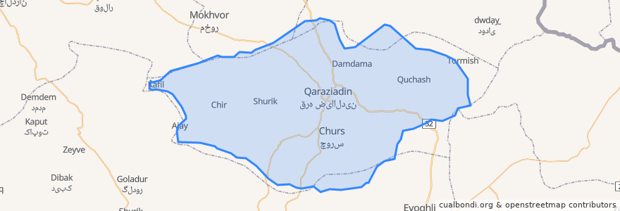 Mapa de ubicacion de شهرستان چایپاره.