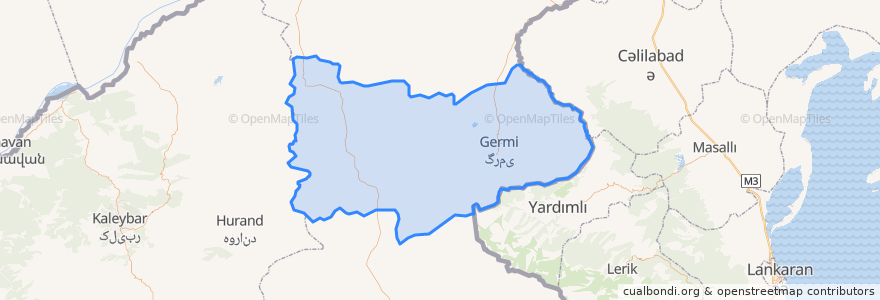 Mapa de ubicacion de شهرستان گرمی.