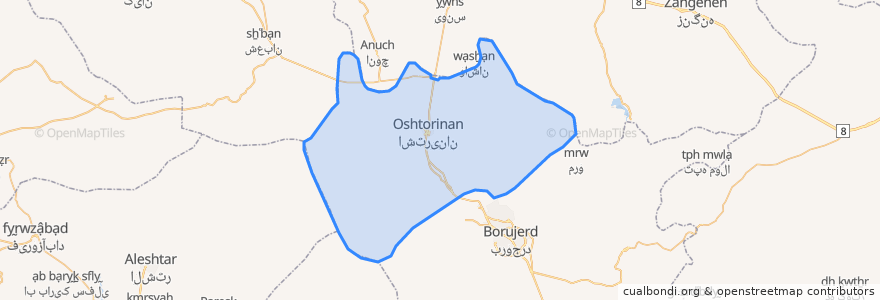 Mapa de ubicacion de بخش اشترینان.