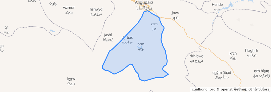 Mapa de ubicacion de بخش بربرود غربی.