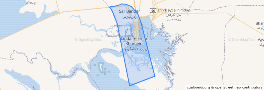 Mapa de ubicacion de بخش بندر امام خمینی.