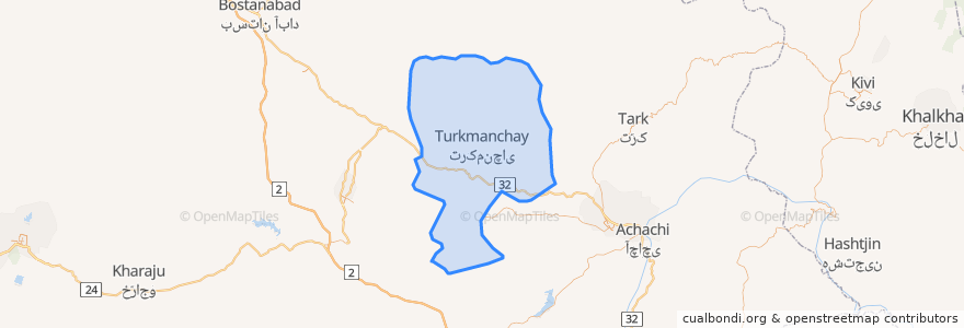 Mapa de ubicacion de بخش ترکمانچای.