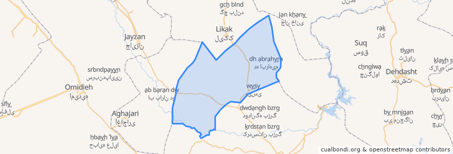 Mapa de ubicacion de بخش تشان.