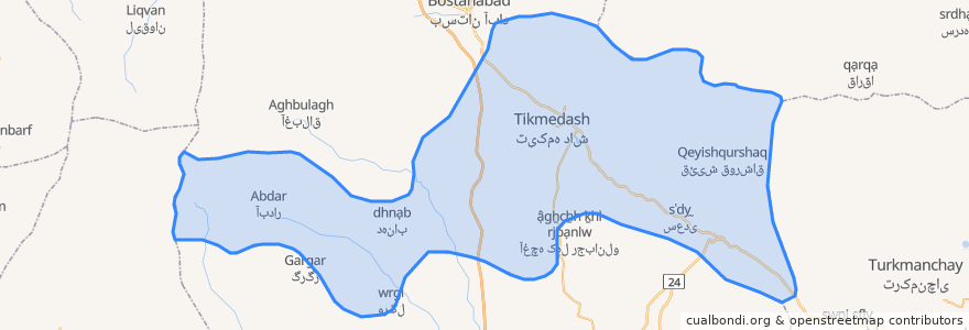 Mapa de ubicacion de بخش تیکمه داش.