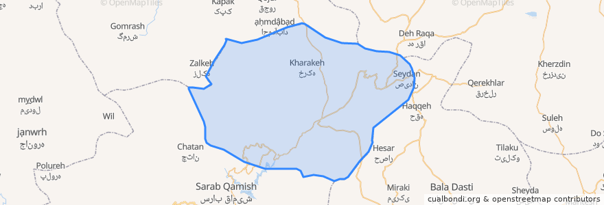 Mapa de ubicacion de بخش حسین آباد.