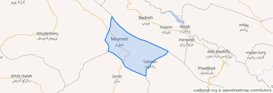 Mapa de ubicacion de بخش سراب میمه.