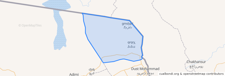 Mapa de ubicacion de بخش قرقری.