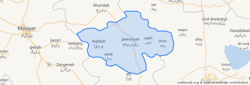 Mapa de ubicacion de بخش قره چای.