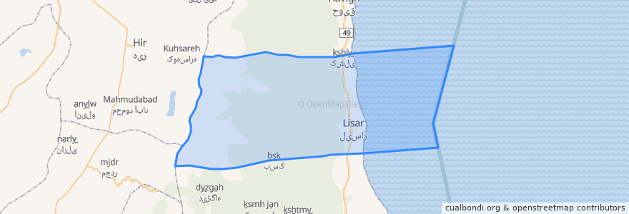 Mapa de ubicacion de بخش کرگان رود.