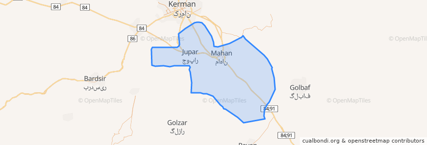 Mapa de ubicacion de بخش ماهان.