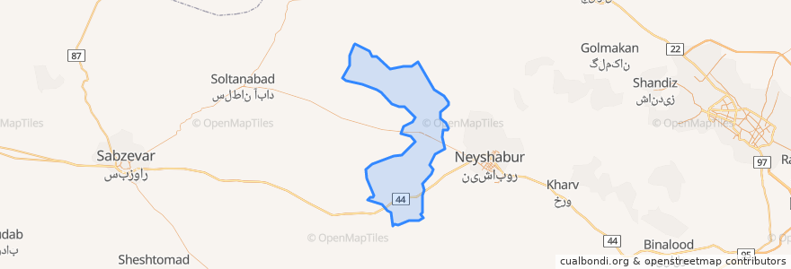 Mapa de ubicacion de بخش مرکزی شهرستان فیروزه.