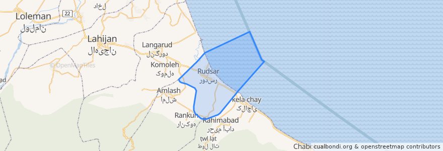 Mapa de ubicacion de بخش مرکزی شهرستان رودسر.