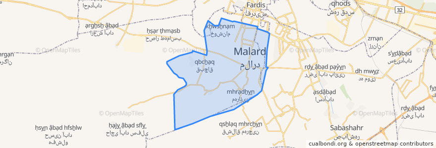 Mapa de ubicacion de بخش مرکزی ملارد.