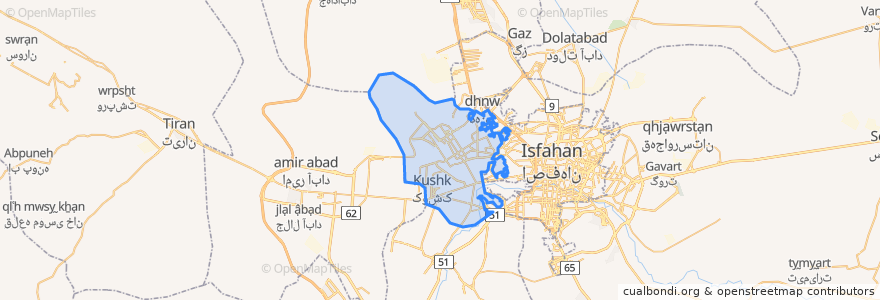 Mapa de ubicacion de بخش مرکزی شهرستان خمینی شهر.