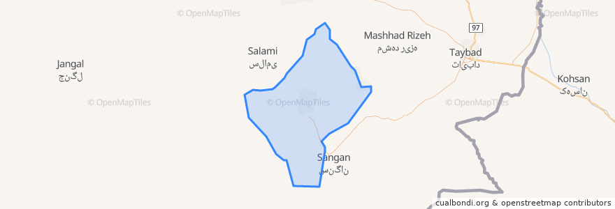 Mapa de ubicacion de بخش مرکزی شهرستان خواف.