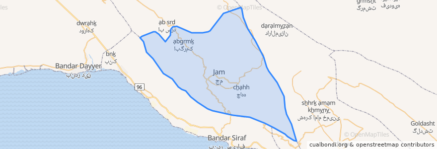 Mapa de ubicacion de بخش مرکزی جم.