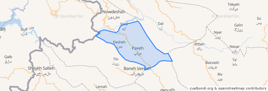 Mapa de ubicacion de بخش مرکزی پاوه.