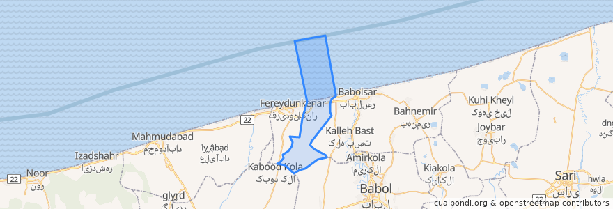 Mapa de ubicacion de بخش مرکزی شهرستان فریدونکنار.