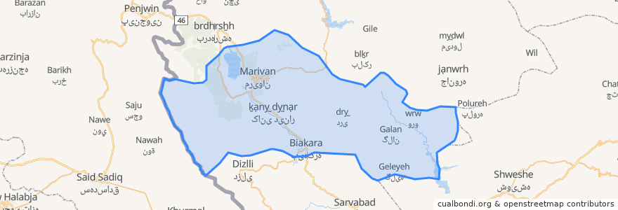 Mapa de ubicacion de بخش مرکزی.