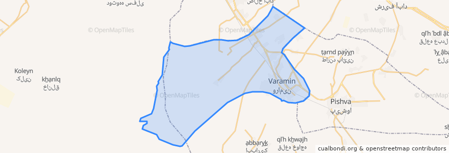 Mapa de ubicacion de بخش مرکزی ورامین.