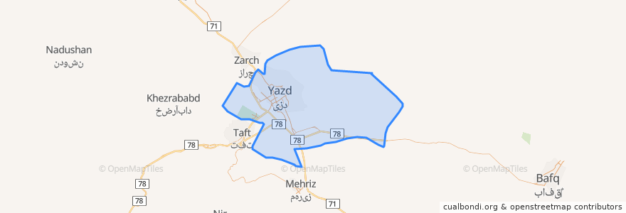 Mapa de ubicacion de بخش مرکزی شهرستان یزد.