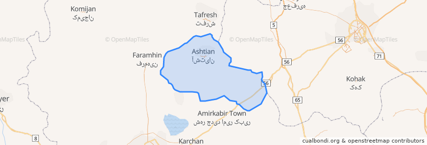 Mapa de ubicacion de بخش مرکزی شهرستان آشتیان.