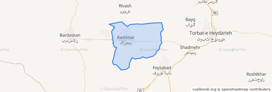 Mapa de ubicacion de بخش مرکزی کاشمر.