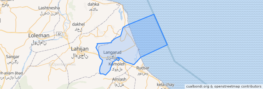 Mapa de ubicacion de بخش مرکزی شهرستان لنگرود.