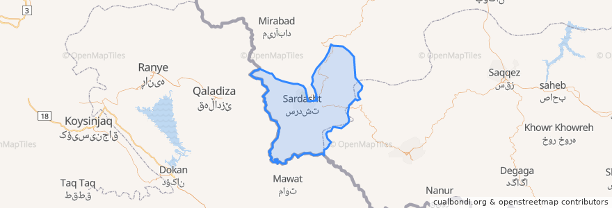 Mapa de ubicacion de بخش مرکزی شهرستان سردشت.