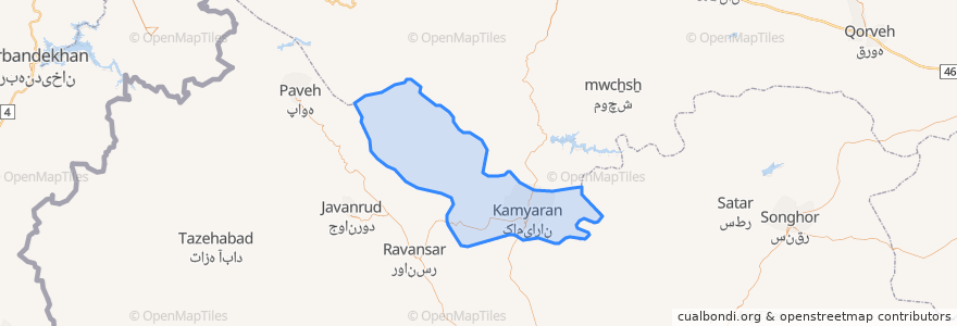 Mapa de ubicacion de بخش مرکزی کامیاران.