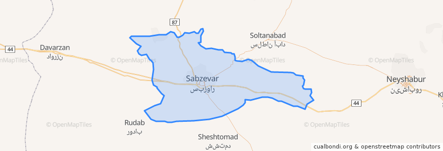 Mapa de ubicacion de بخش مرکزی شهرستان سبزوار.