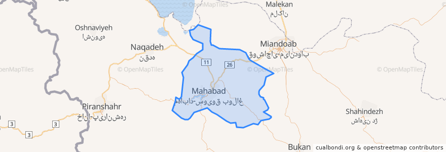 Mapa de ubicacion de بخش مرکزی مهاباد.