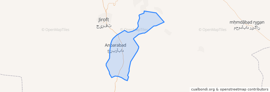 Mapa de ubicacion de بخش مرکزی شهرستان عنبرآباد.