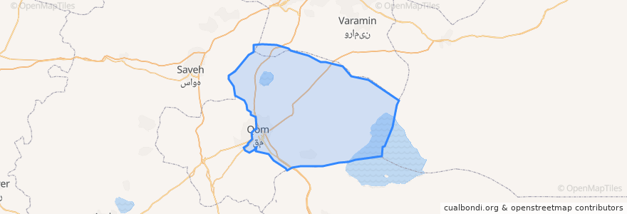 Mapa de ubicacion de بخش مرکزی قم.