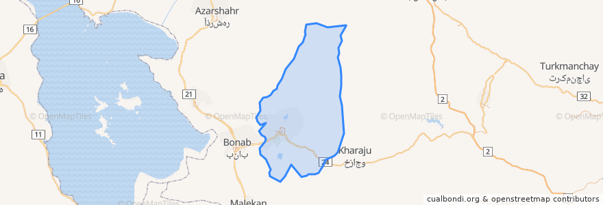 Mapa de ubicacion de بخش مرکزی مراغه.