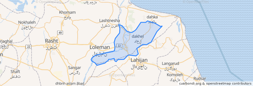 Mapa de ubicacion de بخش مرکزی شهرستان آستانه اشرفیه.