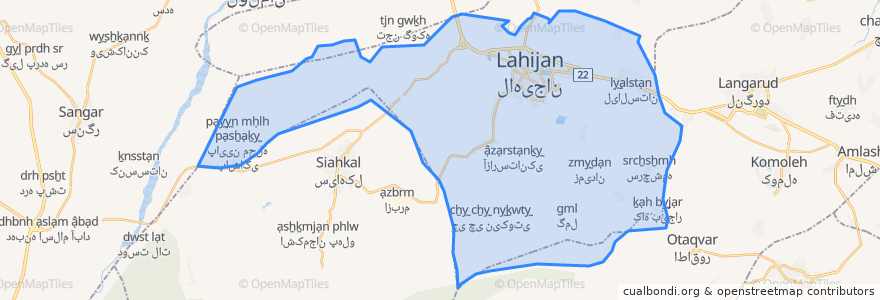 Mapa de ubicacion de بخش مرکزی لاهیجان.