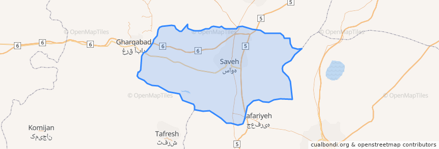 Mapa de ubicacion de Central District of Saveh County.