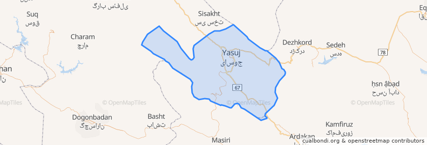 Mapa de ubicacion de بخش مرکزی بویراحمد.