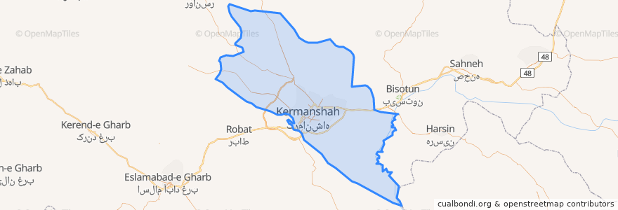 Mapa de ubicacion de بخش مرکزی کرمانشاه.