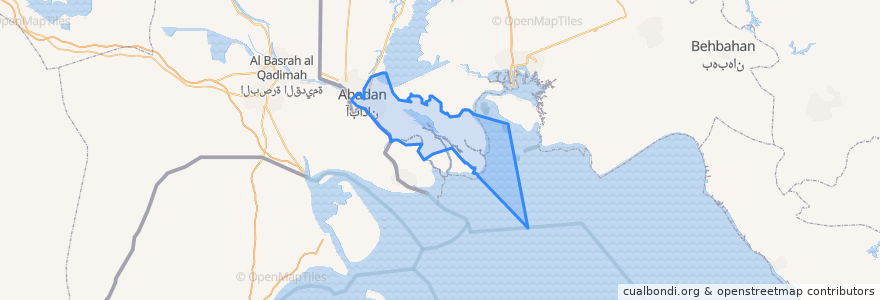 Mapa de ubicacion de بخش مرکزی شهرستان آبادان.