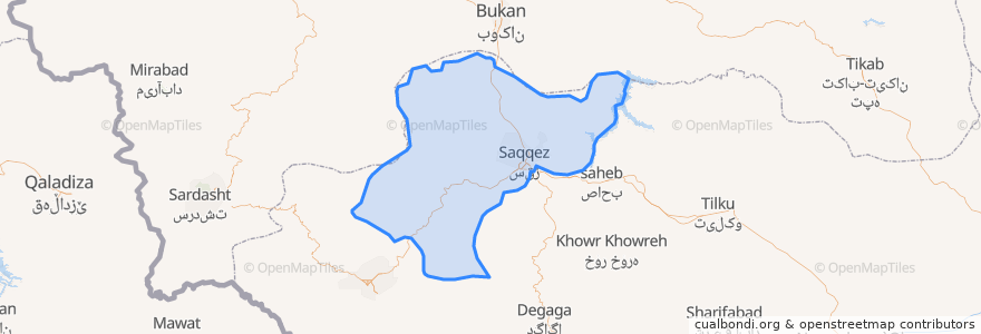 Mapa de ubicacion de بخش مرکزی شهرستان سقز.