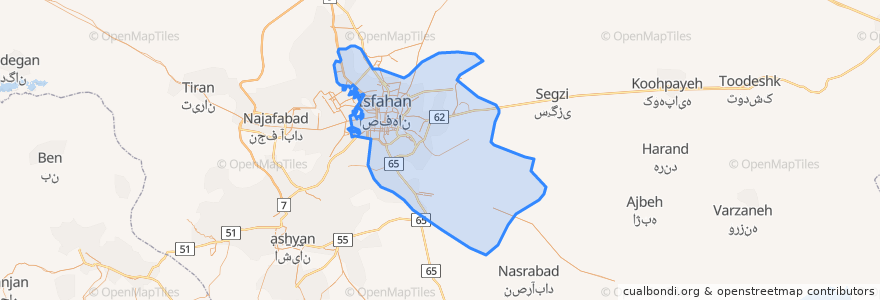 Mapa de ubicacion de بخش مرکزی شهرستان اصفهان.