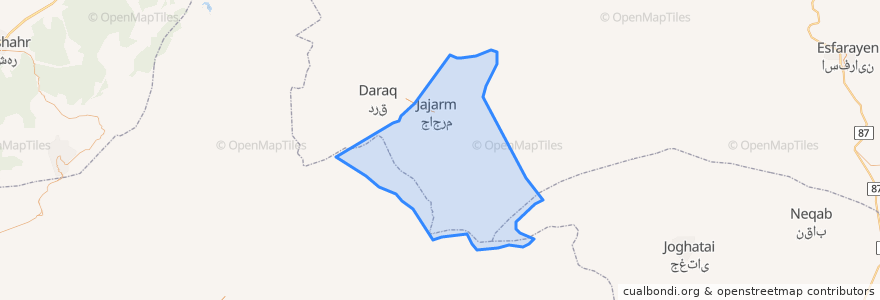 Mapa de ubicacion de بخش مرکزی شهرستان جاجرم.