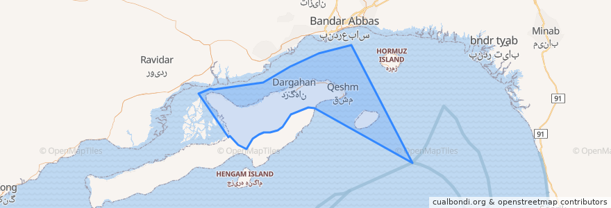 Mapa de ubicacion de بخش مرکزی شهرستان قشم.